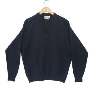 Vintage 90s Mens‎ XL Navy Blue V Neck Sweater Made in USA Grandpacore Preppy